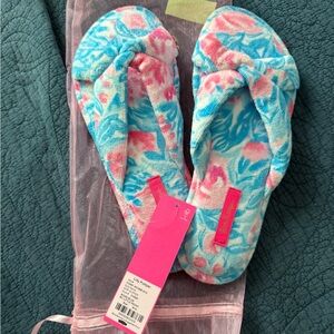 Lilly Pulitzer Pink and Blue Slippers 9/10